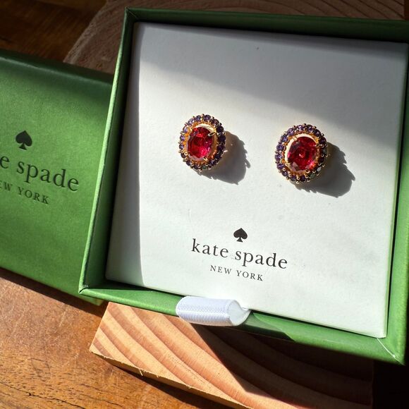 Kate Spade Victoria Earring Studs Red and Purple - Picture 11 of 14